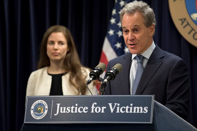 Attorney General Schneiderman when announcing the civil rights lawsuit against Harvey Weinstein, his brother Bob, and the Weinstein Company